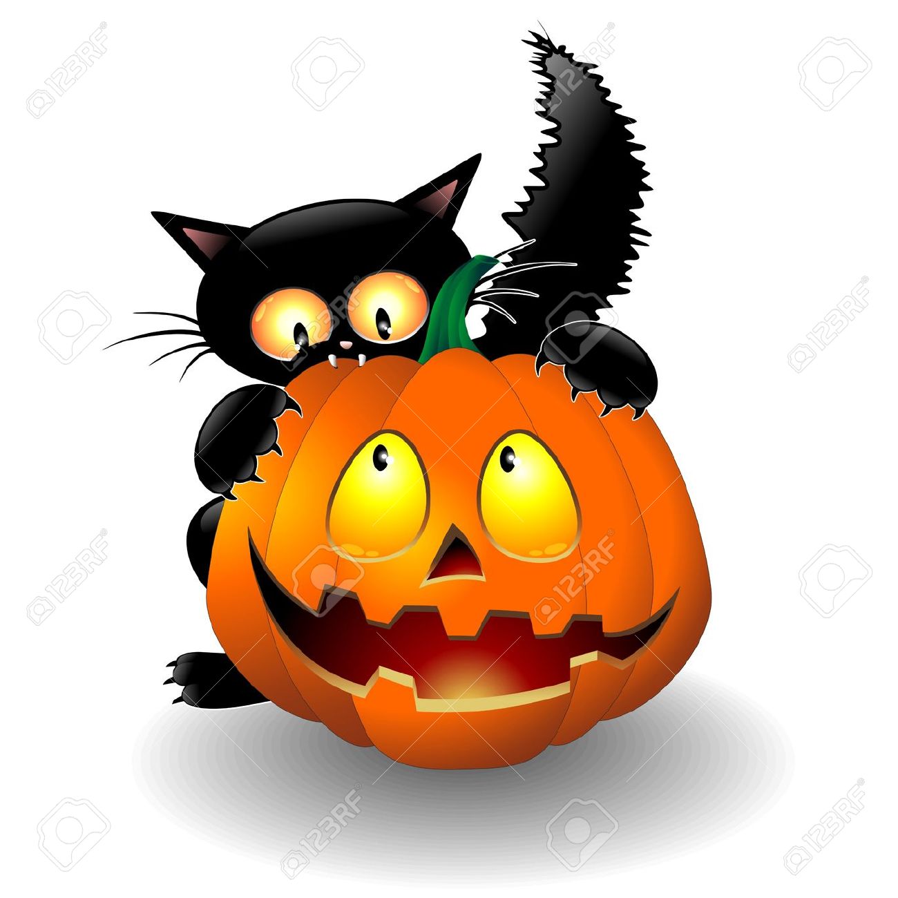 cat in a pumpkin clipart 18