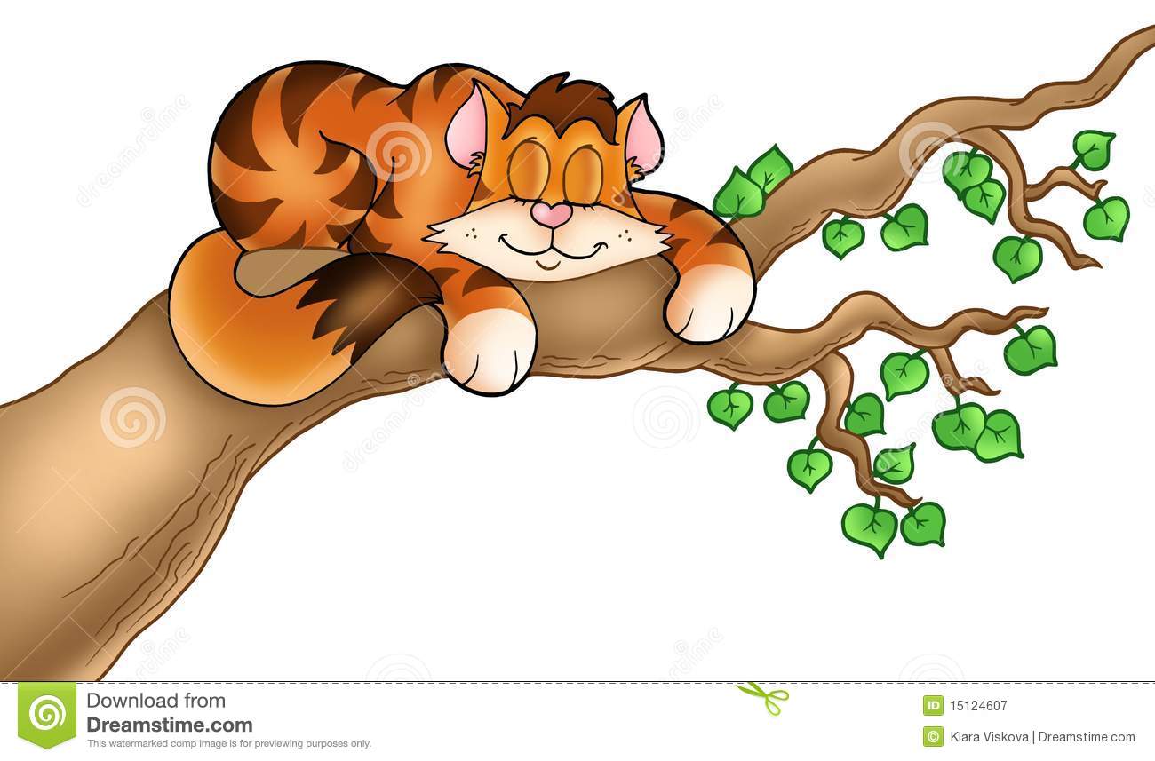 Cat in the tree clipart.