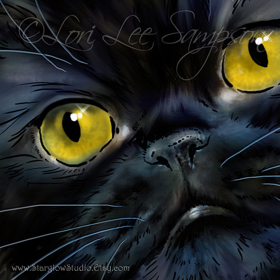 Digital Download Black Cat Clip Art Shorthair by StarglowStudio.