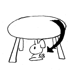 Cat Under The Chair Clipart Black And White.