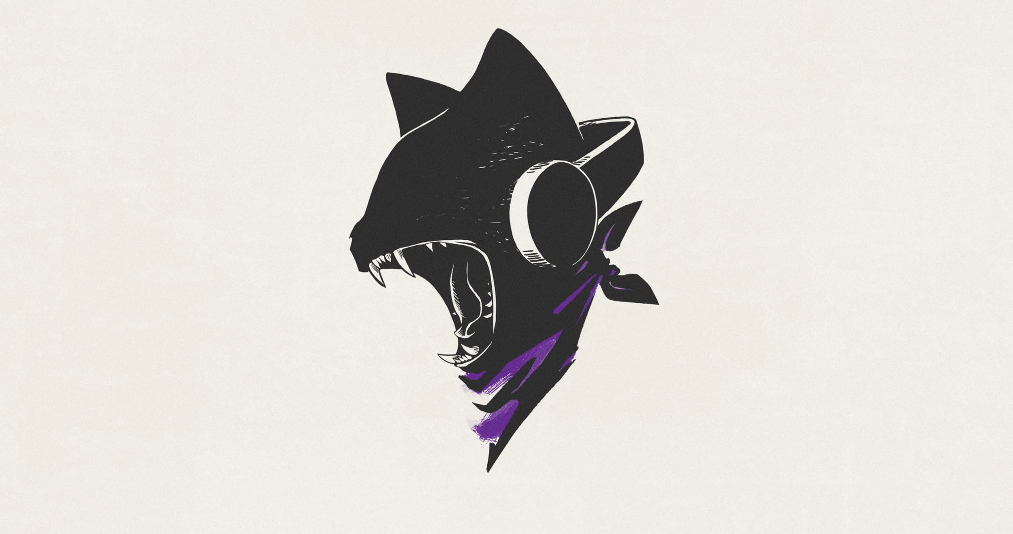 Black cat wearing headphones illustration, Monstercat.