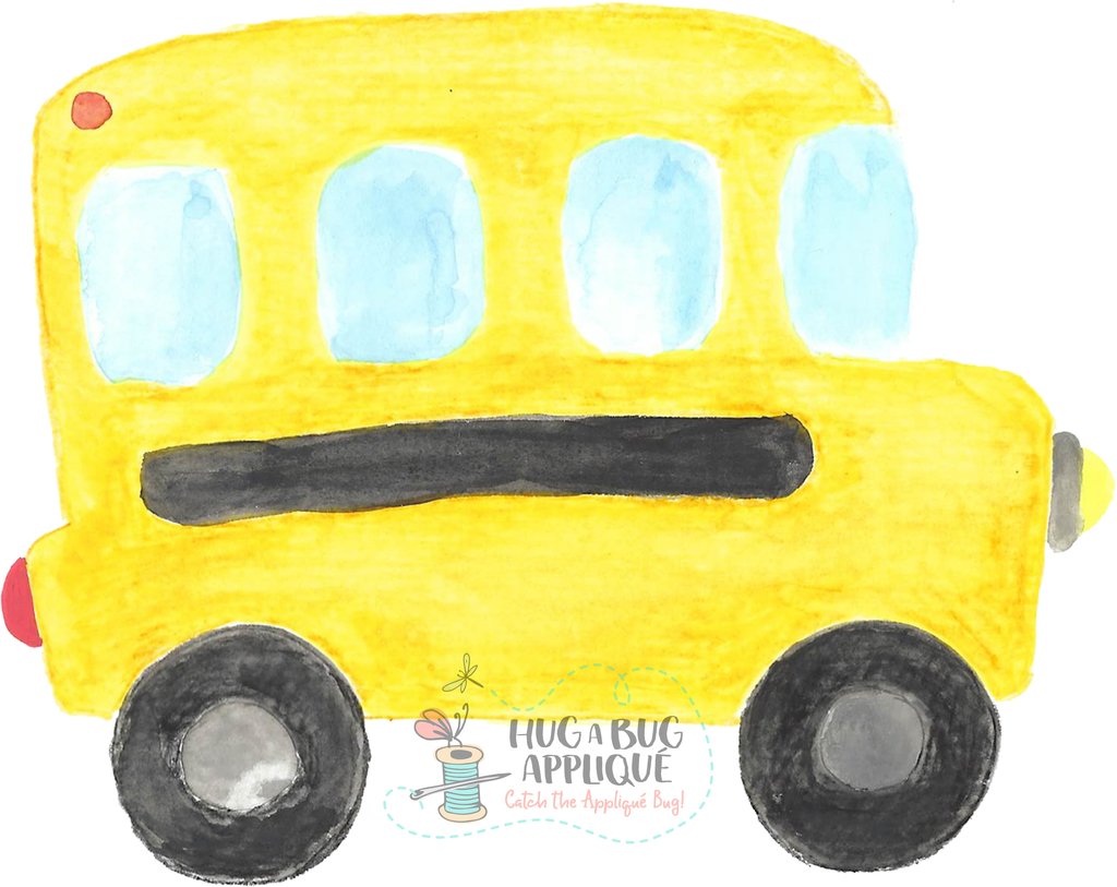 School Bus Watercolor Clipart.