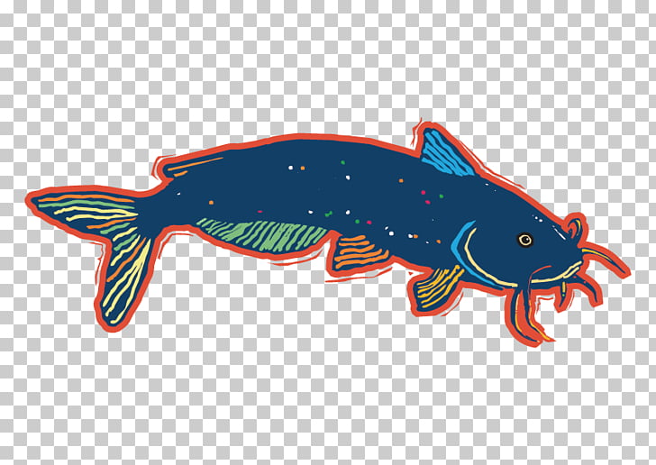 Catfish Illustration, Dark blue fish PNG clipart.