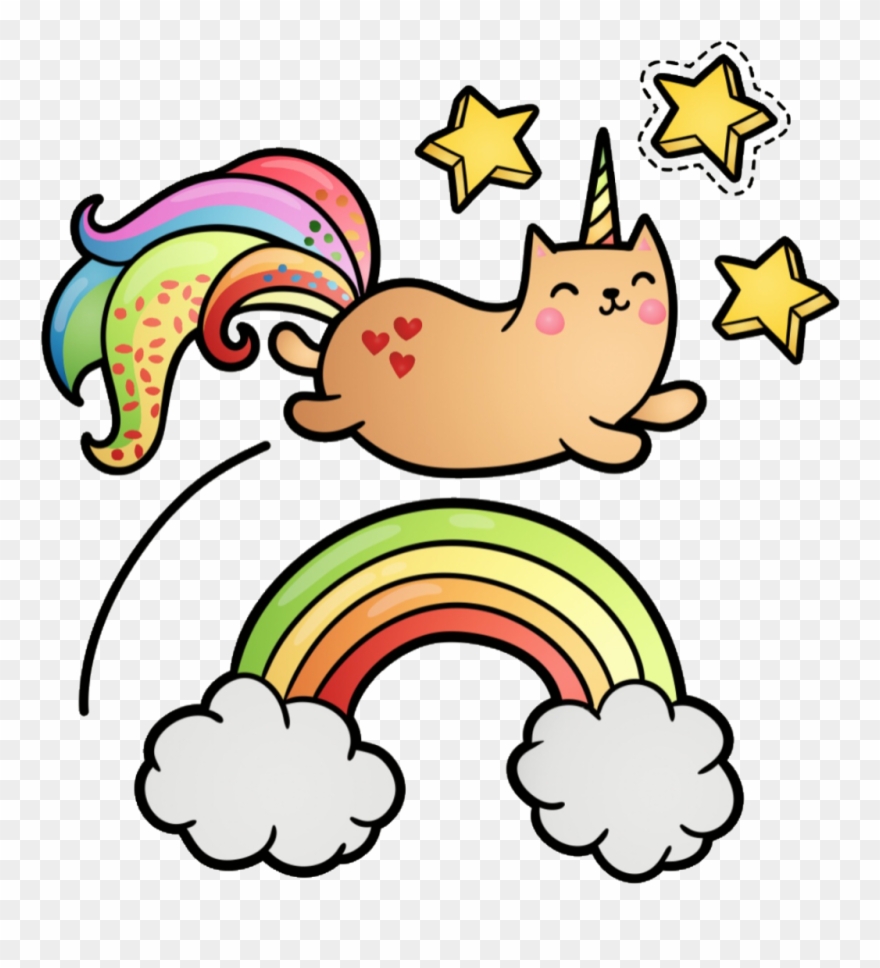 Unicat Caticorn Cat Rainbow Clipart (#455744).