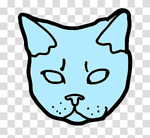 Catwang, blue cat head illustration transparent background.