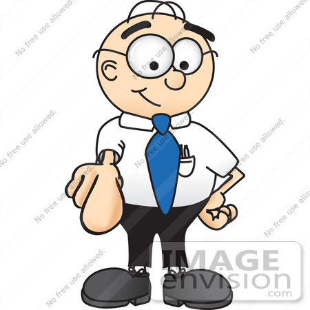 Clip Art Graphic of a Geeky Caucasian Businessman Cartoon.