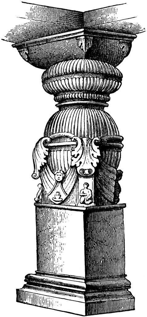 Indian Pillar from the Rock Temple of Parasona Rama at Ellora.