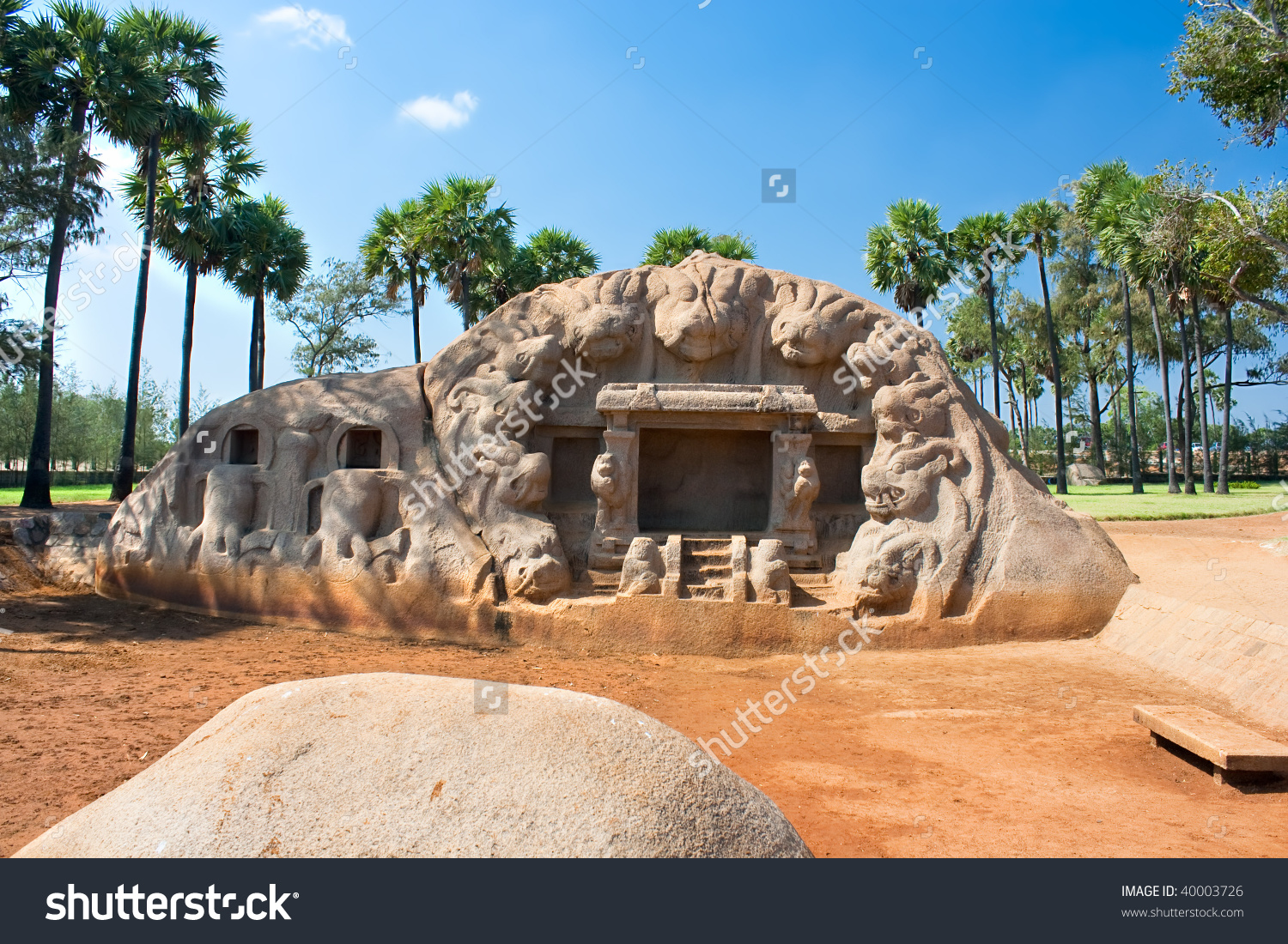 Tiger Cave Rock Temple Mahabalipuram Tamil Stock Photo 40003726.