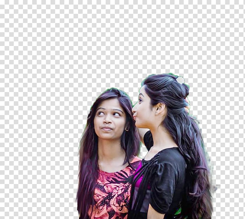 Two women looking up, PicsArt Studio editing Girlfriend.