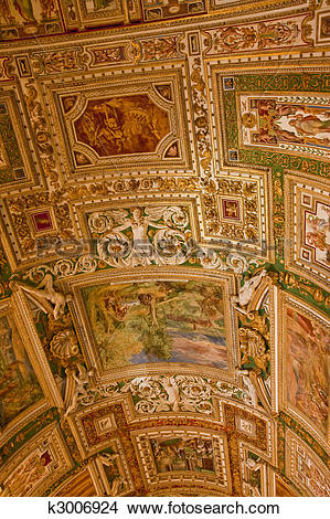 Stock Photo of Curved Ceiling Painting at Vatican Museum k3006924.