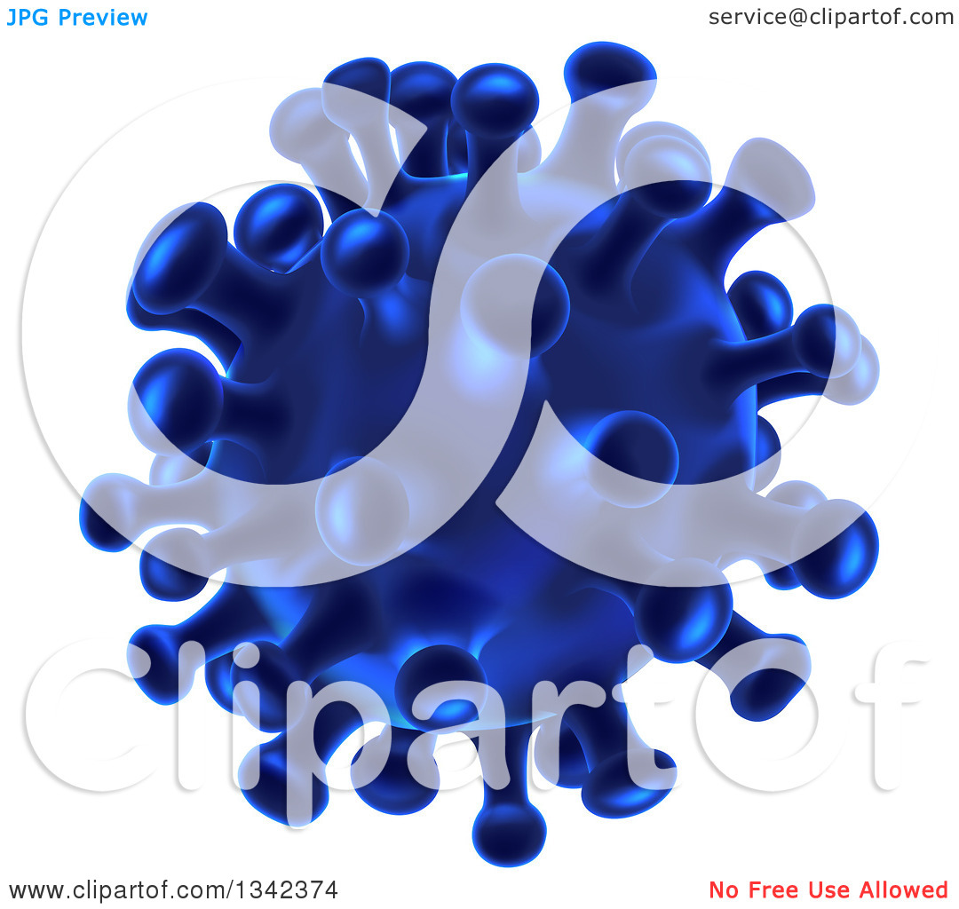 Clipart of a 3d Blue Virus or Germ Cell.