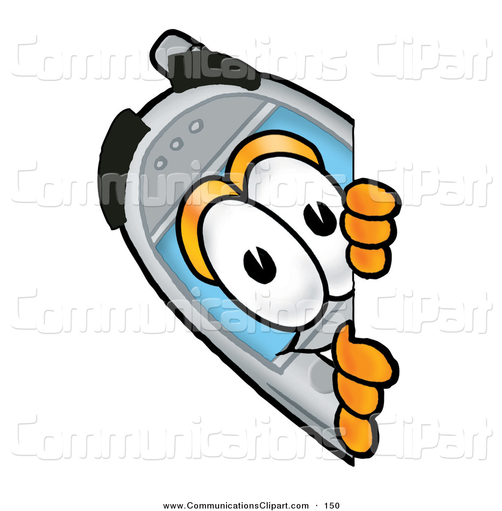 Communication Clipart of a Smiling Wireless Cellular Telephone.