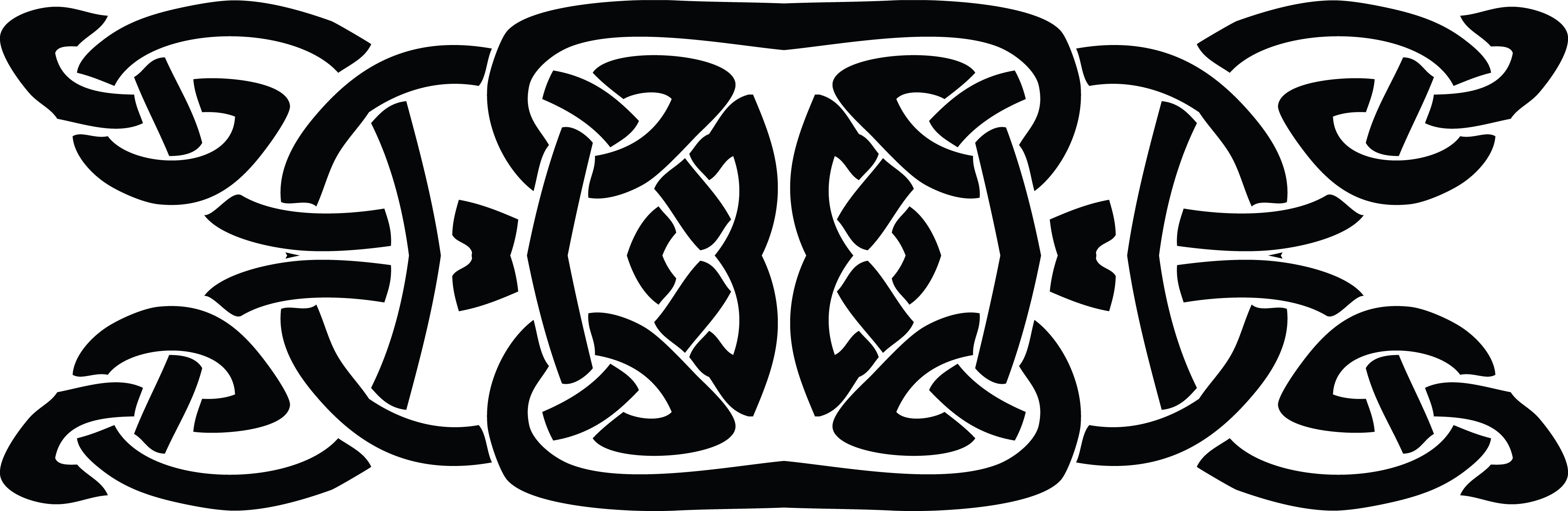 Free Clipart of a black and white celtic knot border.