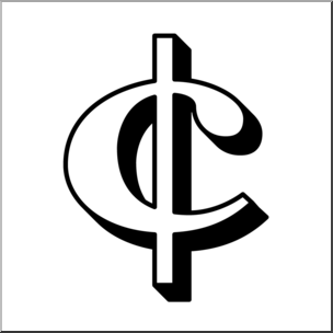 Clip Art: Money: Cent Sign 2 B&W I abcteach.com.