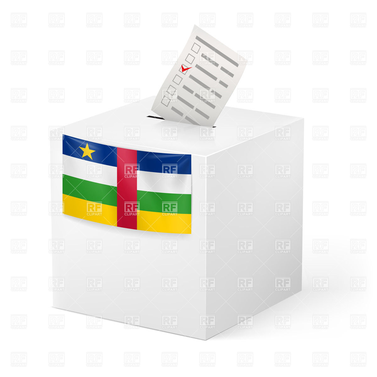 Election in Central African Republic: ballot box with voting paper.