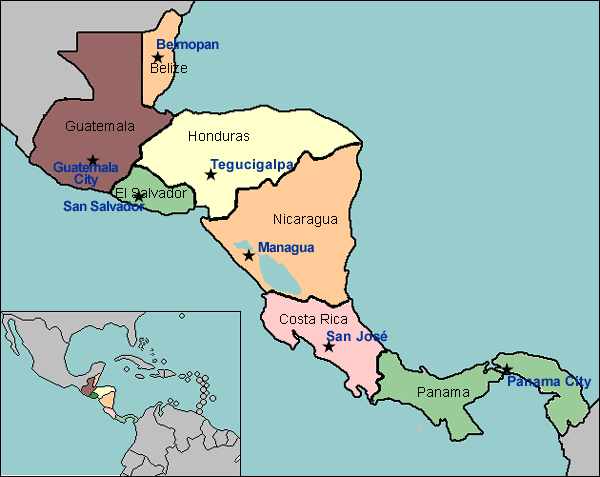 Blank Political Map Of North And Central America.
