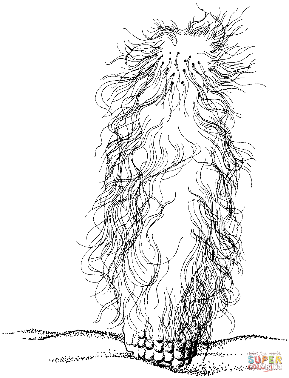 Cephalocereus senilis or Old Man Cactus coloring page.