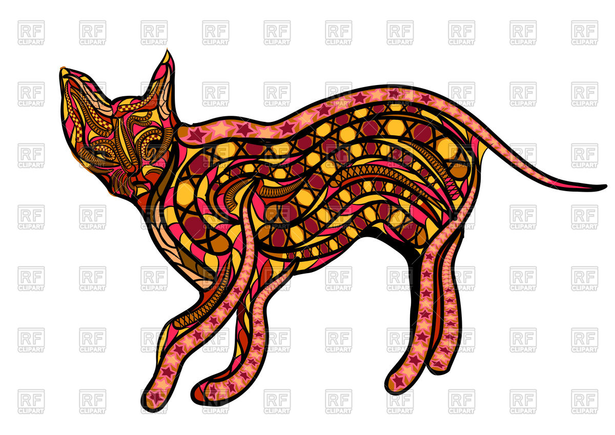Ceylon cat covered with ethnic ornament Vector Image #106573.
