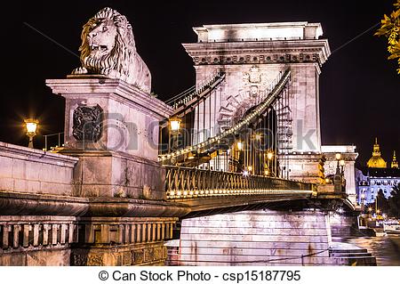 Stock Photographs of City of Budapest in Hungary night urban.