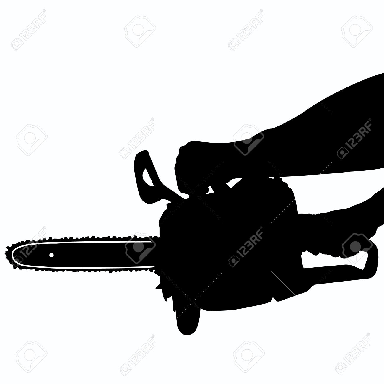 Hand Holding Chainsaws Silhouette Vector Royalty Free Cliparts.