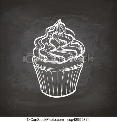 Cupcake sketch on chalkboard..