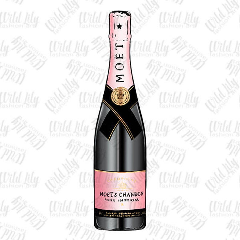 PINK CHAMPAGNE CLIPART, champagne bottle clip art, retro clip art, high  resolution clip art image.