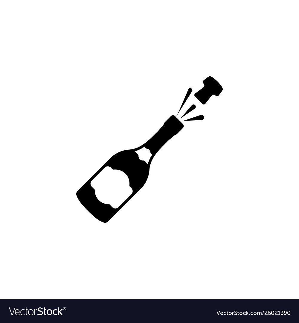 Opened champagne bottle cork explosion icon.