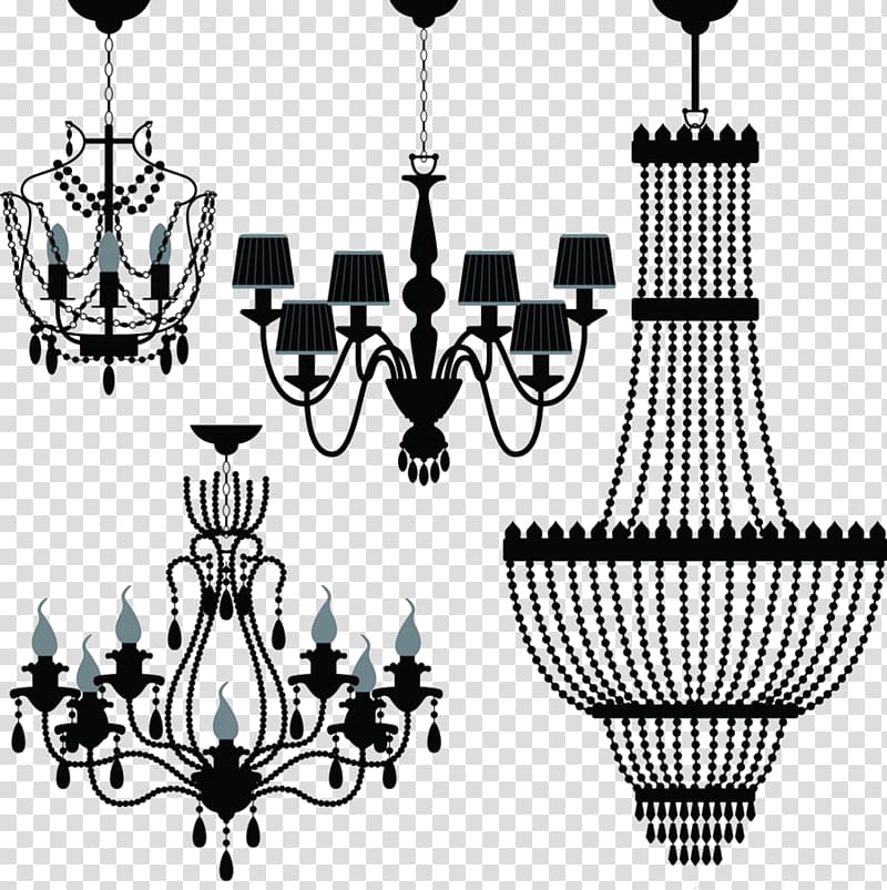 Black chandelier illustrations, Chandelier Lighting.