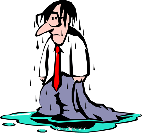Hes all wet Royalty Free Vector Clip Art illustration.