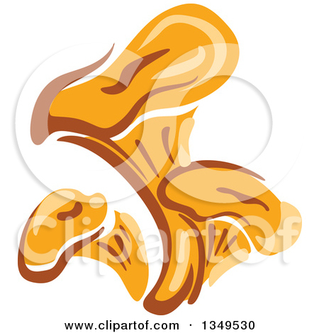 Clipart of a Brown Chanterelle Mushrooms.