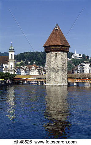 Stock Images of Switzerland, Luzern, Kapellbrucke ( Chapel Bridge.