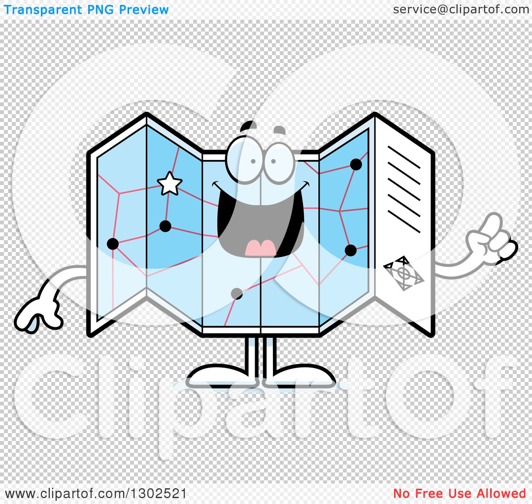 Clipart of a Cartoon Smart Road Map Atlas Character Holding up a.