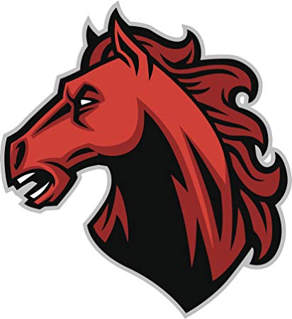 Amazon.com: Red Angry Charger Mustang Horse Mascot Cartoon Icon.