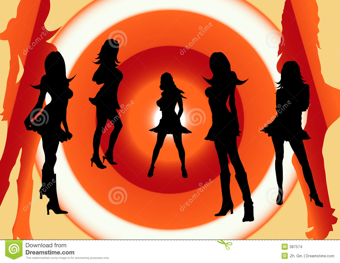 Charlies Angels. Girls Party. Stock Illustration.
