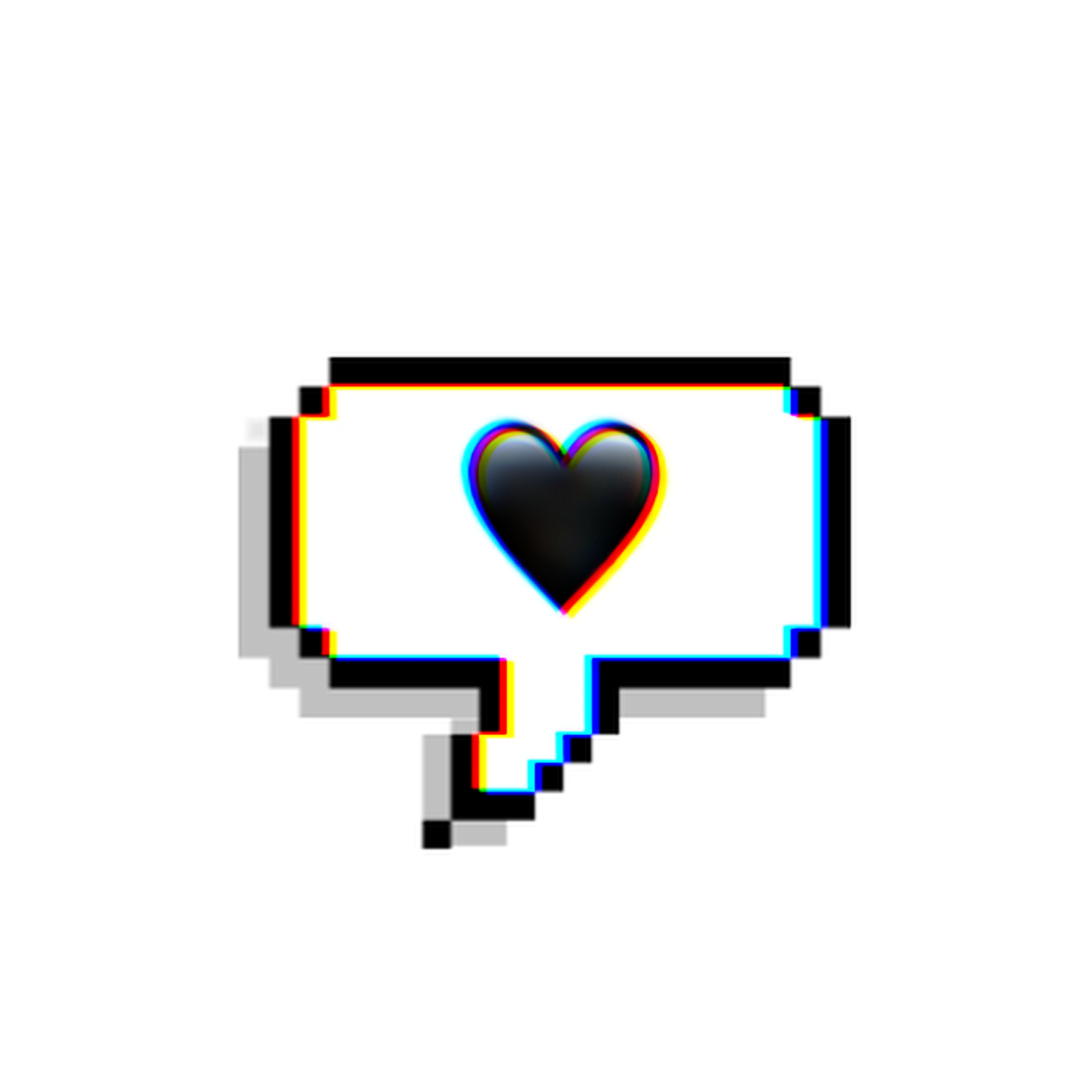 chat emoji text heart black glitch effect aesthetic cut.