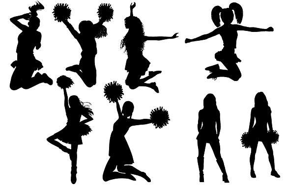 Cheerleader Silhouettes AI EPS & PNG.