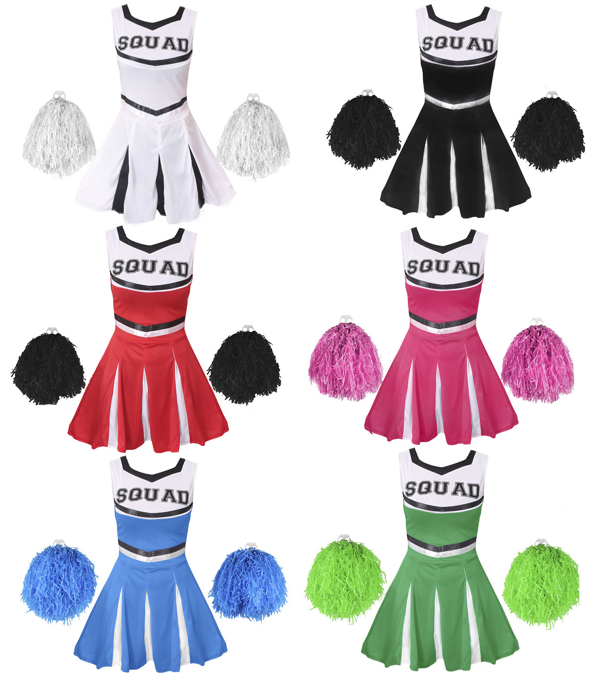 Details about CHEERLEADER FANCY DRESS COSTUME ADULTS CHEER UNIFORM OUTFIT  HIGH SCHOOL SPORT.