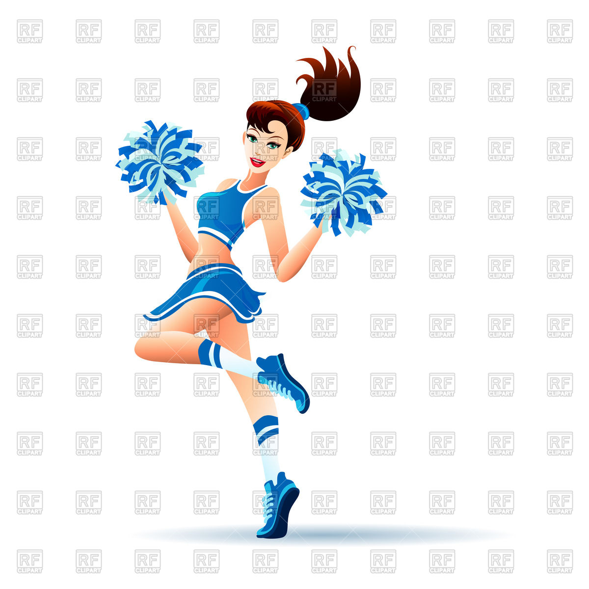 Young cheerleader dancing girl with pom poms Stock Vector Image.