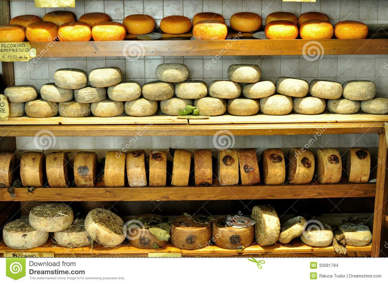 Typical Cheese Market In Pienza , Italy Editorial Stock Image.