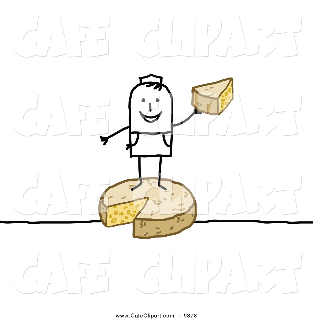 Vector Clip Art of a Stick Man Holding Cheese by NL shop.