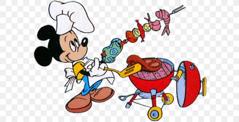 Barbecue Mickey Mouse Grilling Chef Clip Art, PNG, 600x420px.