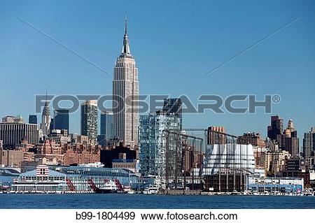 Stock Photograph of EMPIRE STATE BUILDING CHELSEA PIERS HUDSON.