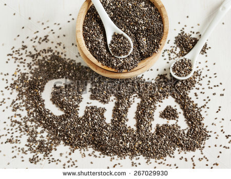 Chia Seeds. Chia Word Made From Chia Seeds. Selective Focus Stock.