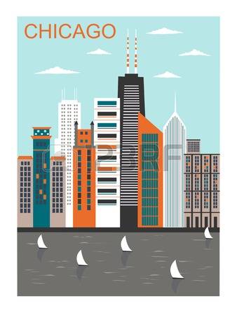 149 Chicago At Night Stock Vector Illustration And Royalty Free.