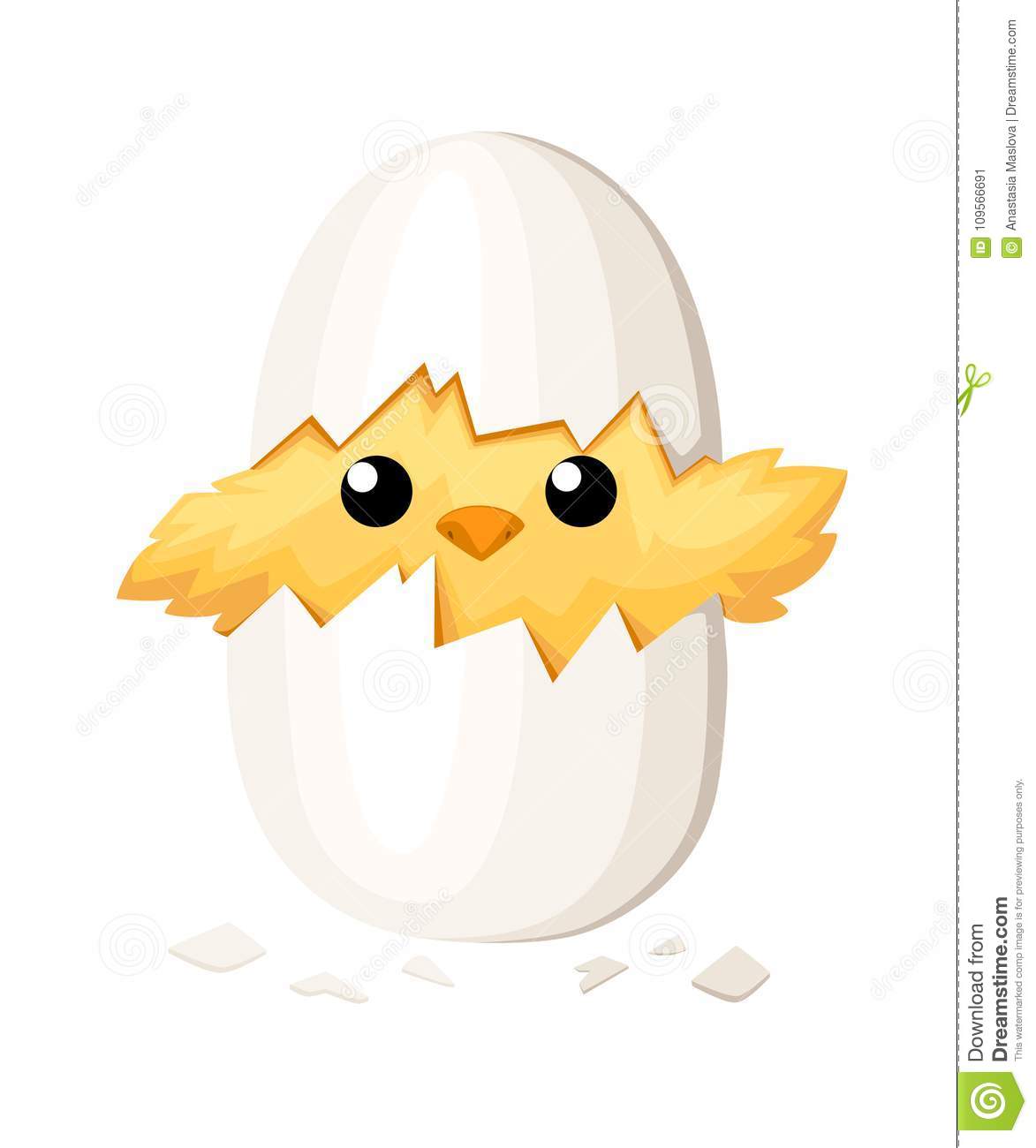 Funny Chicken In Egg For Easter Decoration Cartoon Flat Clipart.
