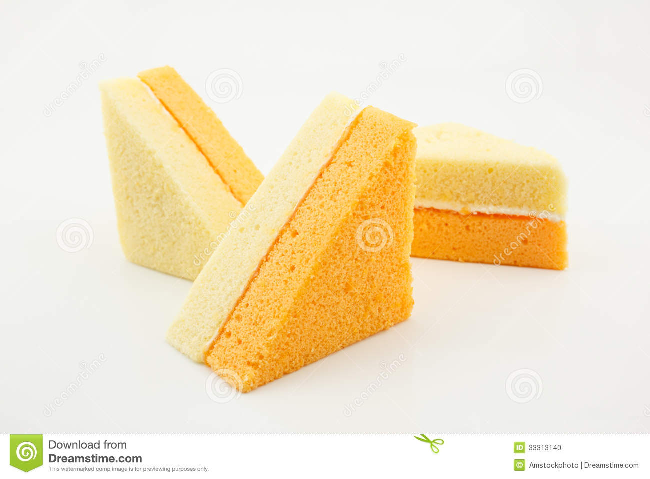 Vanilla And Orange Chiffon Cake Isolated On White Background Stock.
