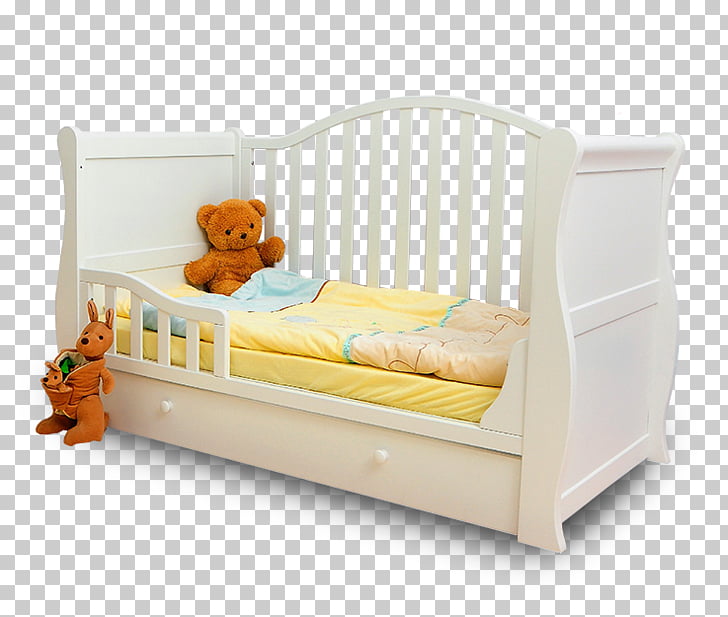 Infant bed Child, White single child bed with guardrail.