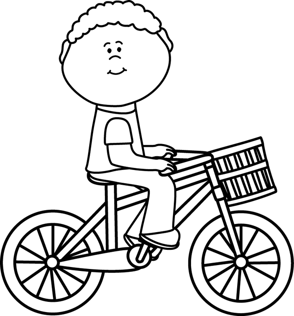 Boy riding bicycle clipart.