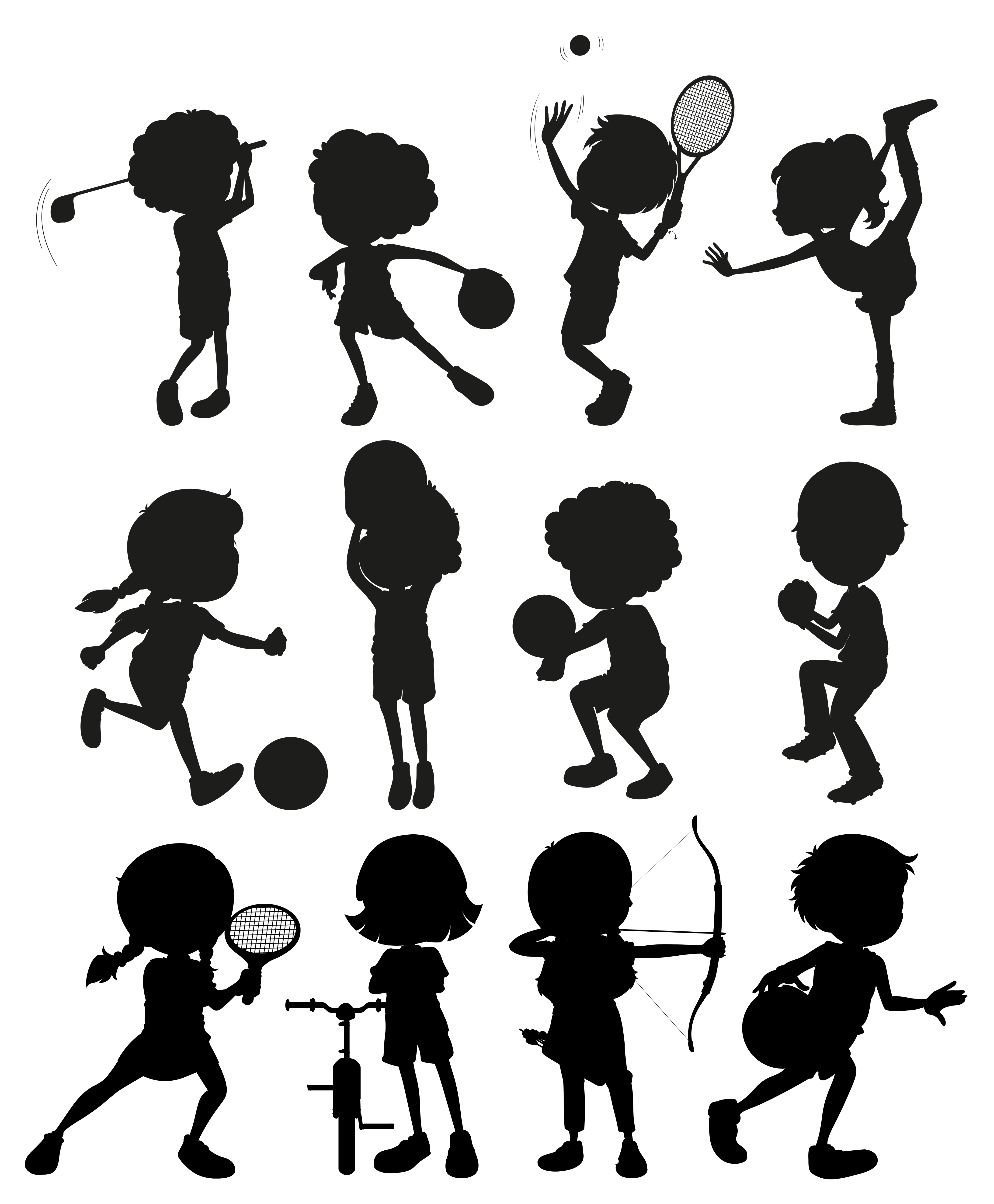 Kids Soccer Silhouette Free Vector Art.