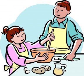 Mother Cooking In The Kitchen Clipart.